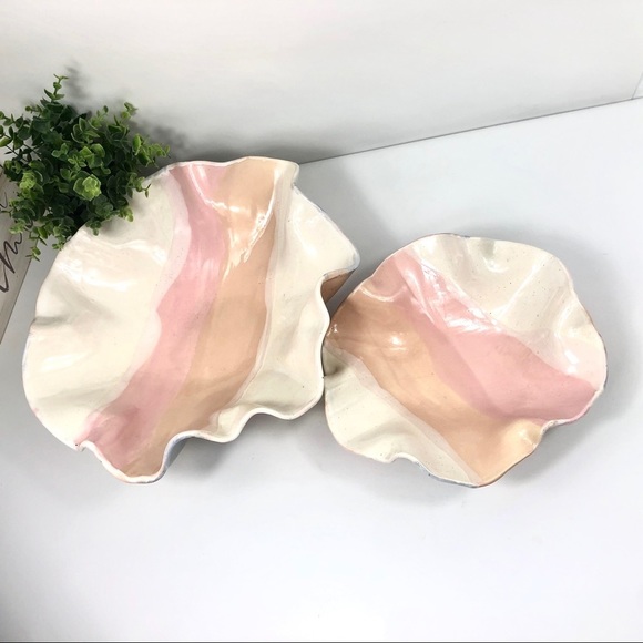 Handpainted WHITE and pink Decorative Bowls Raffled Large & Medium - Picture 4 of 16